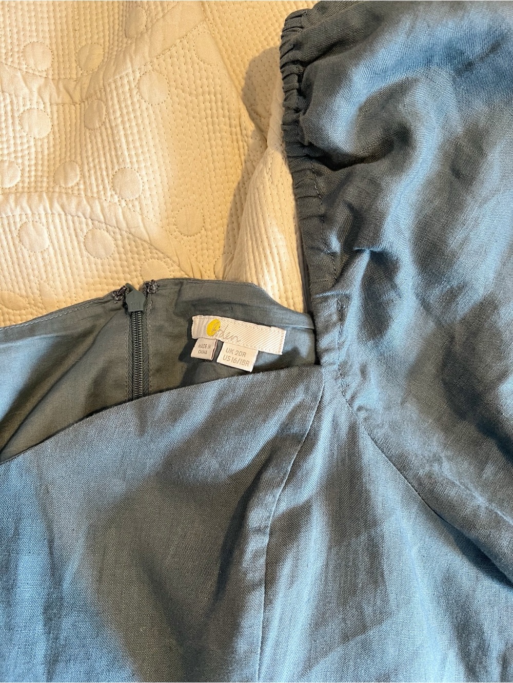 Boden linen sweetheart neck midi dress puff sleeve prairie cottagecore 16 - Picture 13 of 13